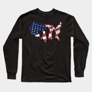 Patriotic Soldier American Flag Design Long Sleeve T-Shirt